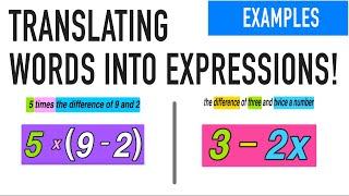 Practice Problems Convert Words to Algebraic Expressions