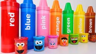 Best Color Crayon Surprises with Elmo and Cookie Monster  Sesame Street Learning Video for Toddlers