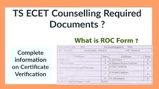TS ECET 2023 Counselling Required Documents  ROC Form  Verification Process