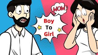 TG TF Body Growth Surprise.  Boy to Girl Transformation Occurs. TG TF ANIMATION  BOY TO GIRL