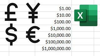 Add Dollar  Euro Sign or Any Currency in Excel  How To Insert $ € ...Symbol in Microsoft excel 