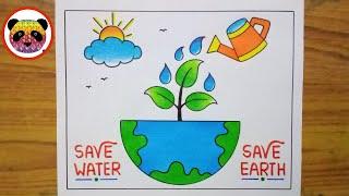 World Water Day Poster Drawing  Save Water Save Earth Drawing  Save Water Save Life Drawing Easy