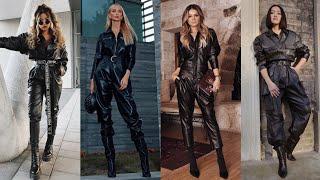 Most Popular Leather Jumpsuit for Girls #leatherfashion #trendingvideo #leatherpants