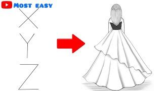 How to draw a girl Backside drawing  Easy drawing Step by step  girl drawing