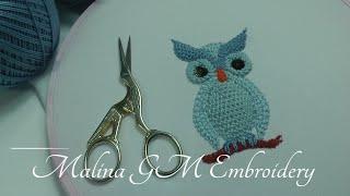 3D Embroidery  How to embroider an owl  detached stitch  Buttonhole Filling