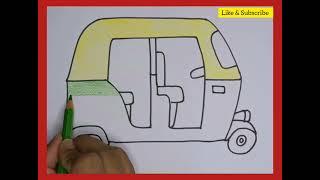 Easy Drawing  Auto Rickshaw  Auto  Vehicle Drawing  @KalakritArtStudiobyKanika