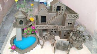 Clay House with Heart Aquarium and Ice Cream Kitchen Cart  Build Miniature House