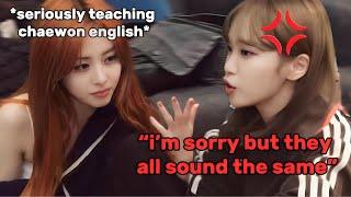 CHAEWON looks so done with YUNJIN nonstop teaching her english