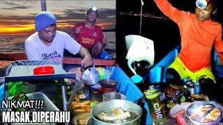 Cooking on the boat BUKA PUASA diatas Perahu Sampan  Mancing masak bakar ikan dan makan