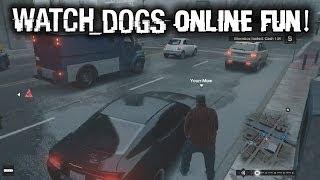 Watch Dogs Multiplayer Gameplay ONLINE FREE ROAM FUNTAGE FUNNY Moments Stunts Cops