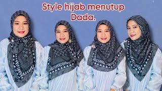 Tutorial hijab segi empat menutup dada cantik & simple  #hijab #subscribe #style #hijaberstyle