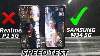 Realme P1 5G vs Galaxy M34 5G Speed Test with Gaming AnTuTu Multitasking