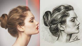 Learn how to draw beautiful girls face side view with loomis method