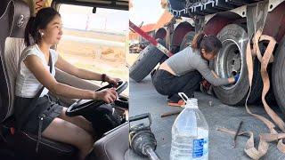 24 Hours on the Road. Female Truck Driver Huishan Shipping Excavators