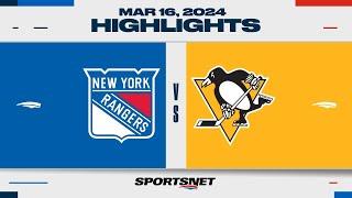 NHL Highlights  Rangers vs. Penguins - March 16 2024