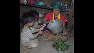 Cooking and eating delicious food in village  Rural life