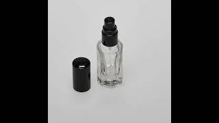 14 oz 7.5ml Deluxe Beveled-Square Clear Glass Heavy Base Bottom with Fine Mist Spray Pumps