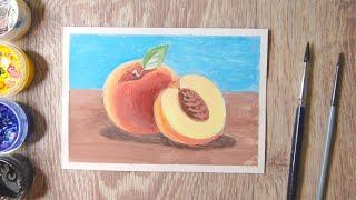Как нарисовать персик гуашью