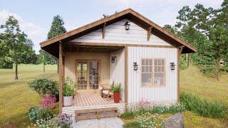 Only 6 x9 Meters - Rustic Beautiful The Small House with 2 Bedrooms  Exploring Tiny House