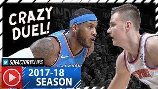 Carmelo Anthony vs  Kristaps Porzingis 1st Duel Highlights 2017.10.19 Knicks vs Thunder - MUST SEE