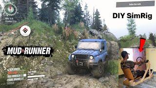 Spintires Mudrunner LandRover DEFENDER Hill Climb  DIY FFB Steering wheel  Homemade Sim Racing Rig