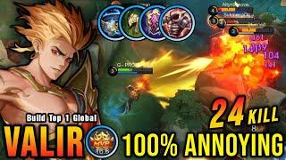 24 Tidak Membunuh Kematian Build Valir Tanky Tak Terbendung 100% Mengganggu - Bangun Top 1 Valir Global  MLBB