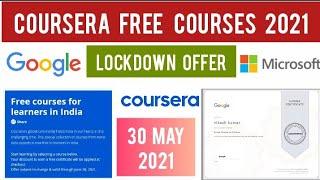 Coursera Free Courses With Certificate Lockdown Offer 2021  Coursera Free Certificate in Lockdown