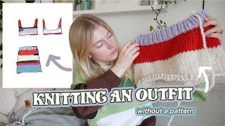 Knitting a EASY 2-piece outfit WITHOUT a pattern AGAIN DIY two-piece knit outfit 