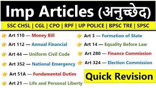 Important Articles of indian constitution  संविधान के महत्वपूर्ण अनुच्छेद  Article gk in english