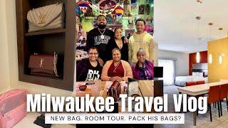 MILWAUKEE TRAVEL VLOG Family Dinner + When Do Men Pay? Hotel Suite Tour NEW BAG + Packing His Bags