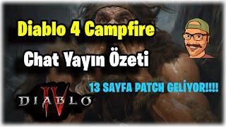 Diablo 4 Campfire Yayın Özeti - 13 sayfa patch geliyoooor