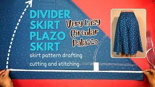 Divide Palazo pant & skirt pattern drafting cutting and stitching  Divider skirt plazo skirt A15