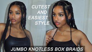 HOW TO SUPER FLAT JUMBO KNOTLESS BOX BRAIDS  EXTREMELY BEGINNER FRIENDLY