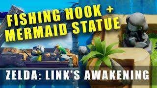 The Legend of Zelda Links Awakening Switch Fishing Hook Mermaid Statue & Necklace