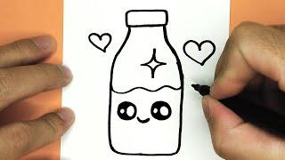 Cómo dibujar una linda botella de leche paso a paso