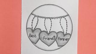 how to draw best friends drawing  circle drawing  pencil drawing  easy drawing #bff #easydrawing