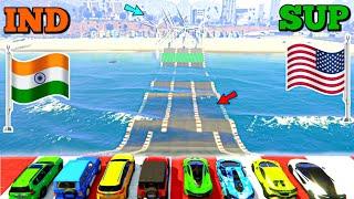 Indian Cars Vs Super Cars Water Bumps Challenge GTA 5  Kaish Is Live @revsop1