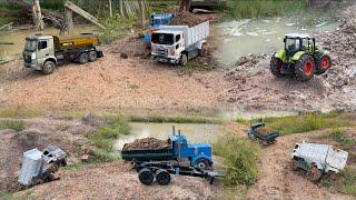 Top of the truck on the muddy road.Mega Rc Truck & Rc Construction Show. Great Rc Truck Collection.