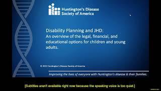 HDSA DISABILITY CHAT Disability Planning & JHD