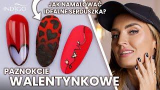 Szybkie paznokcie na walentynki - serduszka czerwono czarne ombre i napis LOVE  Indigo Nails