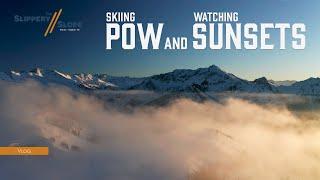 Skiing deep pow in St. Anton and watching a sunset above the clouds