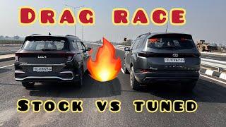 Tata Safari vs Kia carens  Drag Race   stock vs tuned  Indian vs Korean  most demanding one