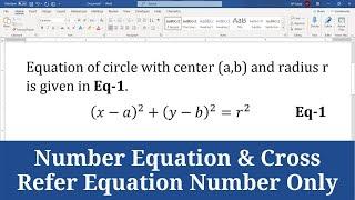 How to Create Number Equation in Word and Cross Refer Equation Number Only