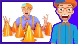 Blippi plays with Construction Cones  Videos for babies