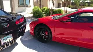 Corvette C8 front lift with steep driveway.