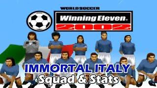 PS1 Winning Eleven 2002 Classic Italy Squads & Stats