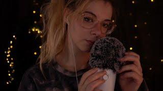 ASMR to calm down - whispering fluffy mic loofah & more