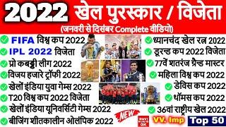 2022 के सभी खेल पुरस्कार  Sports Awards 2022 Current Affairs Last 12 Month  Khel Puraskar in hindi