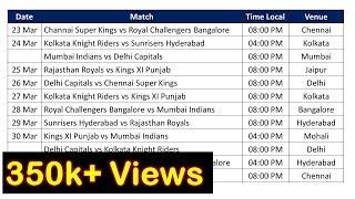 IPL 2019 Time Table  Indian Premier League 2019 Time Table