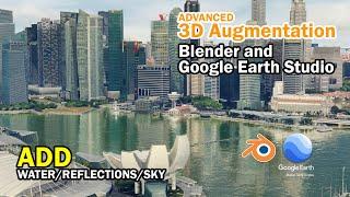 Google Earth Studio & Blender Tutorial  Advanced - 3D Water Reflections & Sky 